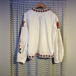 Farm Rio NWOT / Anthropologie | Embroidered Peasant Boho Puff Sleeve Blouse, L Photo 7