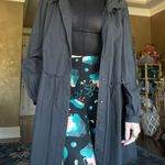 Trench Coat Button Up Cardigan Great Condition Black Large Photo 2