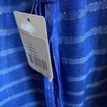 MISA Los Angeles MISA Ambrosia Ruffle Hem Striped Midi Dress Metallic Gold Royal Blue Tiered NEW Photo 11