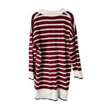 Dokotoo 2XL Striped Knit Tunic Top Burgundy Cream Quarter Zip Long Sleeve Red Size XXL Photo 9