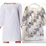 THREAD SOCIAL White Blue Patchwork Striped Floral Seersucker Eyelet Cotton Dress Size 6 Photo 1