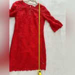 Boden pigeon and heart lace dress US size 4R ruffle sleeves holiday red Photo 3