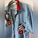 VTG Rhea’s size 3x denim funky jungle button up shirt Blue Photo 3