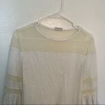 Abound  Ruffle Peplum Blouse Bell Sleeve White Mesh Photo 2