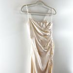 Shona joy La Lune Ruched Side Slit Maxi Formal Slip l Dress Gown Cream 4 Photo 11