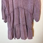 TALULAH Purple Tiered Dress Long Sleeve V Neck Casual Cotton Size Medium Photo 2