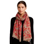 Boutique Floral Blanket Scarf Beige One Size Photo 0