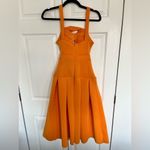 ASOS NWOT  Design Orange Pleated Cutaway A-Line Midi Scuba Dress Size US 2 Photo 2