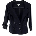 Cache Y2K Vintage Black Double Breasted Asymetrical Blazer Suit Jacket Photo 8