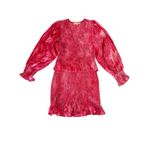 Love Shack Fancy Evan Mini Dress Womens Medium Pink Tie Dye Velvet Ruffle Smocked Photo 2