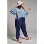 Anthropologie Maeve Tenley Twill Track Pull On Pants In Navy Blue Size XL Photo 2