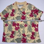 basic editions Yellow Berry Tropical Floral Polo Shirt Sz XL Women Photo 1