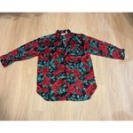 Victoria's Secret  Vintage Gold Label L Night Shirt Silky Black Red Floral Y2K Photo 1
