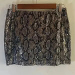 EXPRESS Y2K ‎ Sequin Snakeskin Pattern Mini Skirt - Black/Gold - Size XS 0289 Photo 0