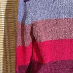 Rendevous 80s 90s Vintage Wide Striped Colorful Loose Knit Sweater Jrs Medium Pink Size undefined Photo 12