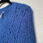 Free People  Blue Scoop Neck Rib Knit Sweater Size Medium Photo 1
