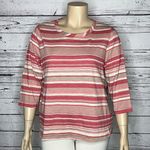 Hasting & Smith  Women NWT Size 2X Pink & Cream Stripe 100% Cotton Knit Top Shirt Photo 0