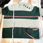 Whistles Stripe Button Neck Jumper Wool Blend Sweater Size Small Green Multi Photo 9