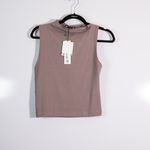 ZARA NEW Cotton Mock Neck Sleeveless Muscle Boxy Tank Top Shirt Brown Small Photo 0