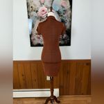 Funky Just Polly Slinky Bronze Button Up Dress! Brown Photo 4