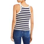 MOTHER The Chin Ups Striped Cotton Stretch Tank Top Medium White Photo 1