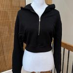 We Wore What  Black half zip Hoodie cropped fleece athleisure S NWT Photo 2