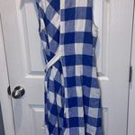 Anthropologie Anthro Maeve blue gingham sleeveless belted asymmetrical midi dress Photo 4