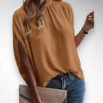 EMERY ROSE Women's Brown Tie Back Batwing Sleeve High Photo 0