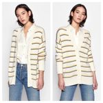 Equipment Elder Stripe Wool Cashmere Cardigan Cream M Slouchy Oversized Sweater Photo 5