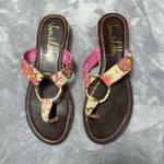Sam & Libby Womens Pink Thong Sandals 8.5 Colorful Summer Low Wedge Tropical Photo 5