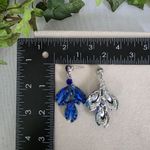 Statement Silver and Blue Floral Crystal Necklace and Earrings Set Photo 12
