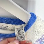 Vintage Acrylic Nubby Bubble Sleeve Sweater Blue White Lilac Large Photo 7