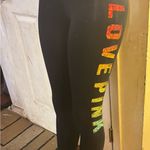 PINK - Victoria's Secret Victoria's Secret Pink Bling Ombre Rainbow Sequin Cotton Black Yoga Leggings Photo 13