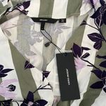 VERO MODA New  Floral Stripe Button Up Vilja Dress Short Sleeve Mini Green Navy Photo 12