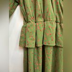 Eloquii Elements Plus Size Sage Green Mixed Print Midi Dress Peplum Size 14 NWT Photo 10