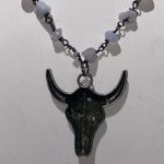 Vintage Southwestern Bull Pewter Necklace White Photo 4