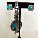 Boho Western Faux Turquoise Bracelet and Gold and Silver Tone Earrings Photo 1
