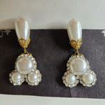 Disney  Mickey Mouse Pearl Gold Rhinestone Dangle earrings Photo 2