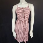 Red & White Striped Button Down Dress & Belt Red Size XS Photo 1