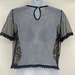 None Y2K Sheer Floral Embroidery Mesh Top M Black Coquette Whimsigoth Grunge Crochet Photo 5
