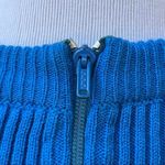 Vintage 60’s mixed knit fit and flare poof sleeve sweater dress blue small Blue Photo 4