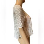 Abercrombie & Fitch Cream Boho Western Hippie Crochet Floral Velvet Crop Top Photo 2