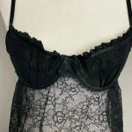 Victoria's Secret  Sexy Little Things Lingerie Sz 36B Black Floral Lace Ruffle Photo 1