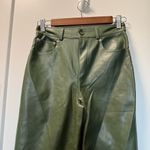 Urban Outfitters Faux Leather Wide Leg Green Pant Olive Army Hunter High Waist Photo 4