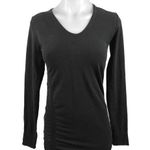 Athleta  Black V-Neck Tunic Long Sleeve Basic Casual Long Sweater T-Shirt Size M Photo 0