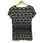 Ann Taylor  Black & White Lace Printed Peplum Short Sleeve Blouse S Photo 1