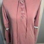 Victorias Secret Pink Womens Shirt Size XS Long Sleeve Mauve Tie Stripe Tee Dog Photo 0