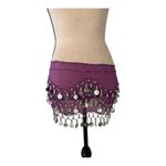Purple Belly Dance Hip Scarf with Silver Coins Photo 5