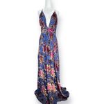 Windsor Justina Floral Velvet Burnout Chiffon Maxi Dress Blue Dark Romance New Photo 1