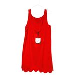 Kate Spade Target Mini Dress Red Orange Scallop trim Sz L NWT Feminine Holiday Photo 3